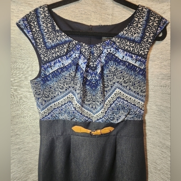 Connected Apparel 6 Midi Dress Denim Bottom Business Causal - Picture 6 of 6